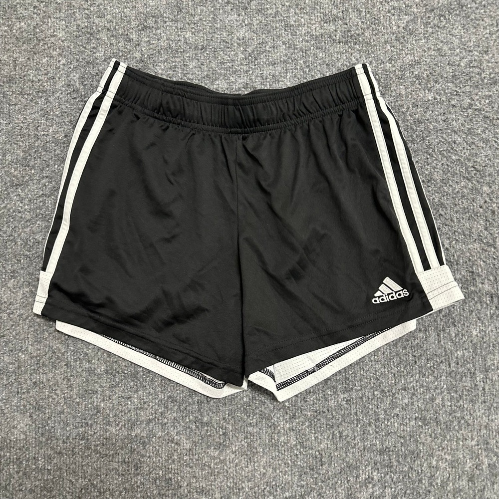 Adidas Shorts Womens Size S Black White Stripe Athletic Running Performance Gym